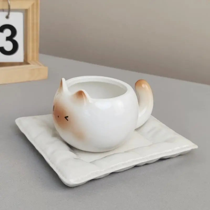 210ml Ceramic Mug Cartoon Siamese Cat Coffee Cup Underglaze Colored Cat Water Cup Home Breakfast Milk Coffee Mug Birthday Gift