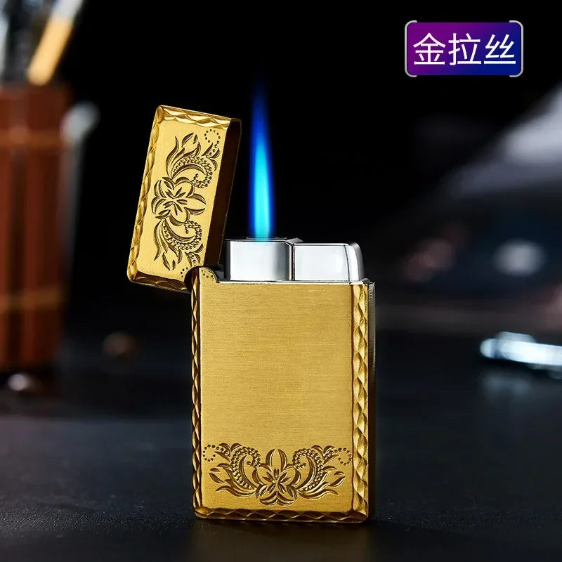 Windproof Metal Lighter Waterproof Portable Cigarette Lighter Red Fire Flame Direct Cigar Gas Lighter Smoke Accesoires for Men