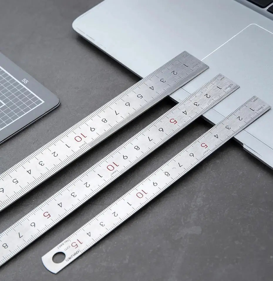 Deli Stainless Steel Ruler 15/20/30cm Metal Straight Ruler for Home School Precision Measuring Drawing Tool Supplies