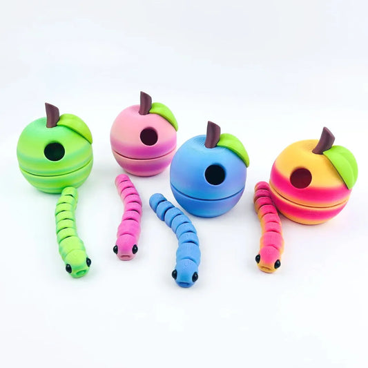 3D Printed Apple Bug Creative Children's Toy Full Body Joints Movable Multi-color Model Figure Home Ornament Birthday Gift
