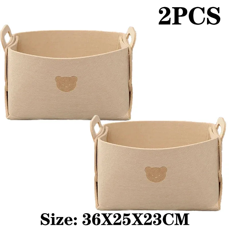 1-10PCS Bear Felt Snacks & Toys Storage Basket Large Capacity Collapsible Clothes Storage Box Desktop Sundry Organiser