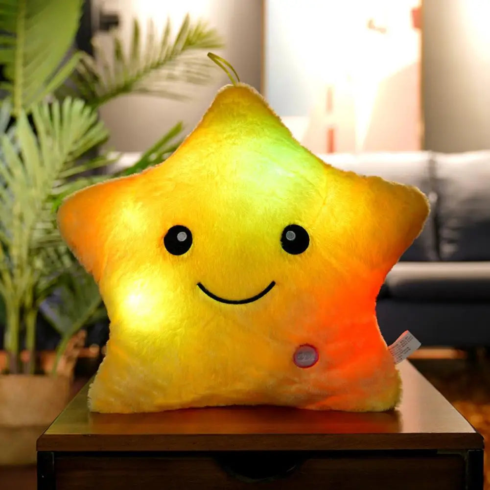 Luminous Star Pillow Stuffed Plush Glowing Colorful Stars Cushion Led Light Toys Gift Creative Toy For Kids (Exclude Battery)