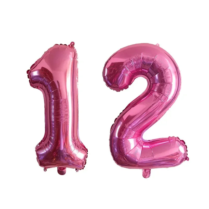 2Pcs 32 Inch Gold Silver Black Blue Red Helium Foil Number Balloon 10 11 12 13 14 15 Happy Birthday Party Decoration Supplies