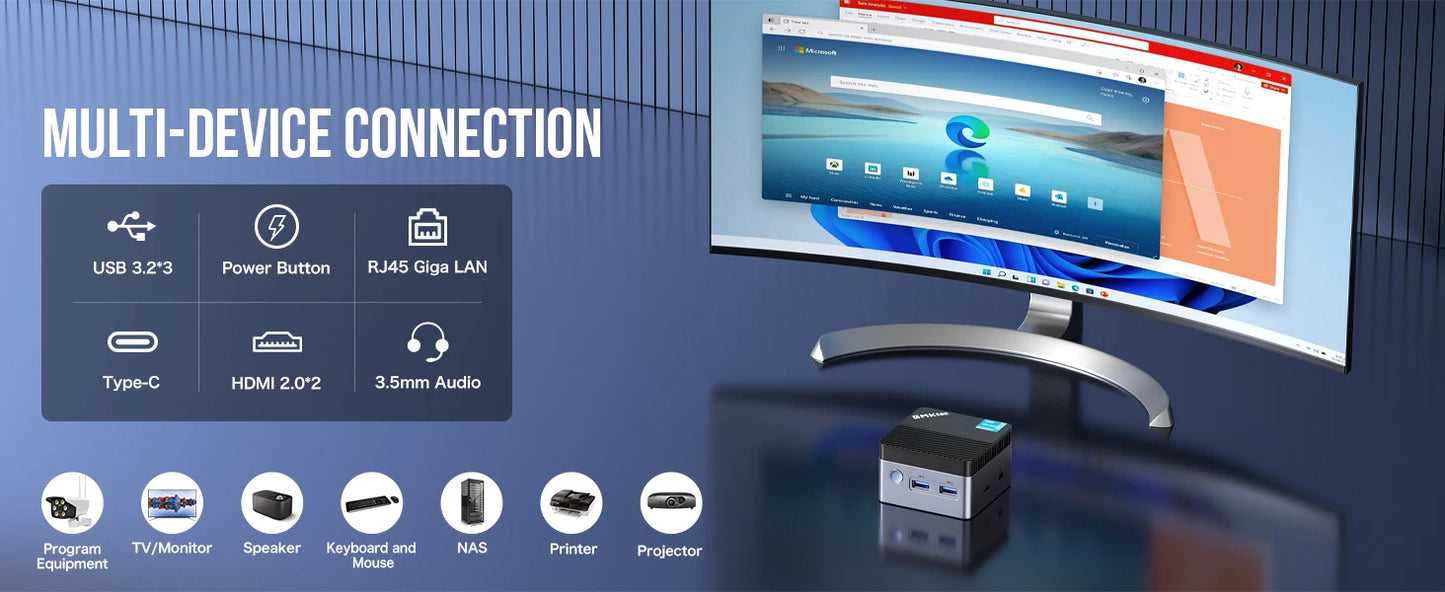 GMKtec KB5 Mini PC Intel Celeron N5105 Windows 11 Pro 4K Mini PC DDR4 8GB RAM 128GB ROM WiFi5 BT4.2 Desktop Computer Work