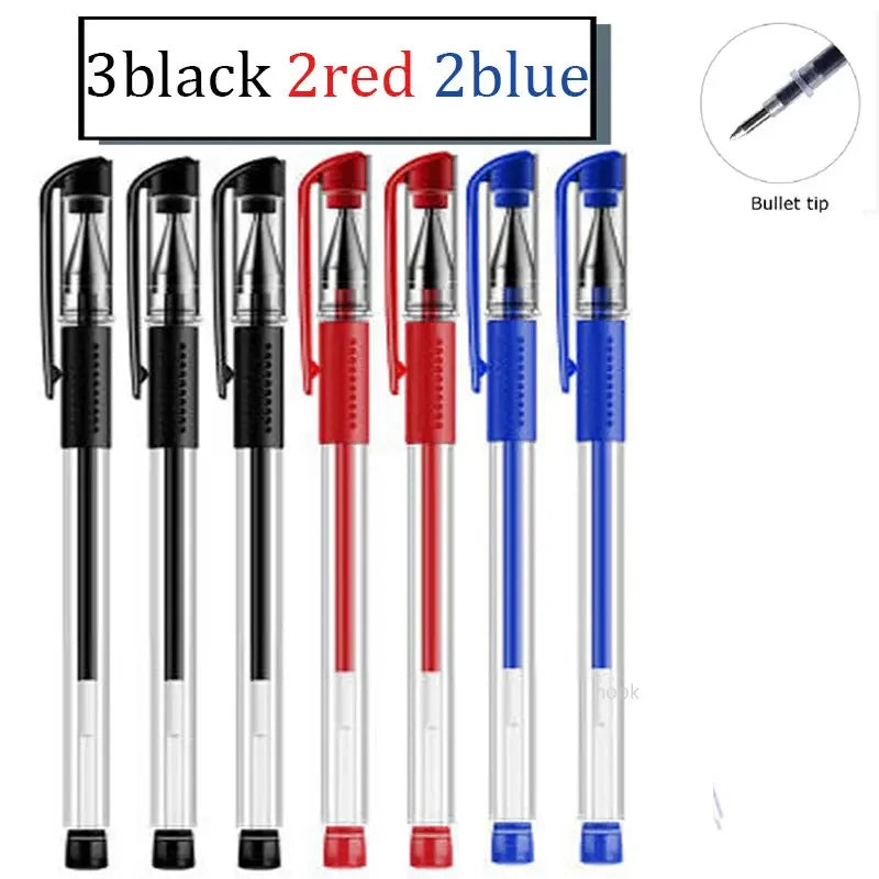 7/35 PCS Gel Pen Set School Supplies Black Blue Red Ink Color Ballpoint Pen Kawaii Pen Writing Tool School Office Stationery