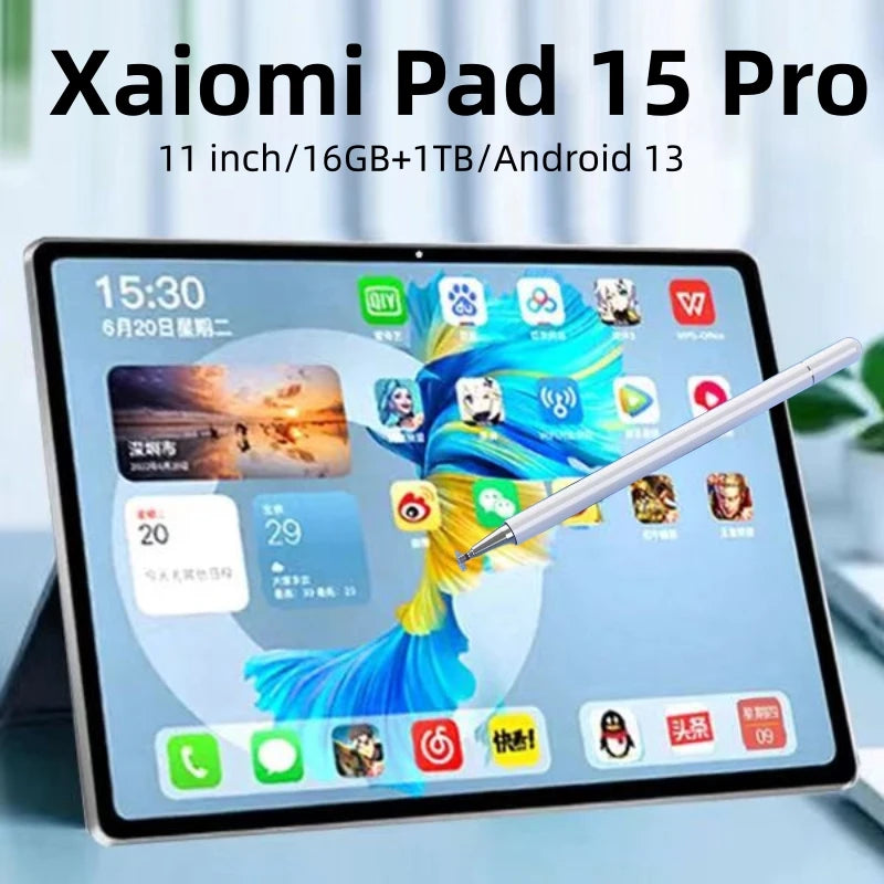 2025 New Original Global Version Tablet Android Pad 15 Pro 16GB+1TB Snapdragon 870 Tablets PC 5G Dual SIM Card WIFI HD 4K Mi Tab
