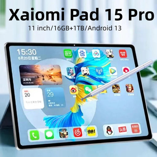 2025 New Original Global Version Tablet Android Pad 15 Pro 16GB+1TB Snapdragon 870 Tablets PC 5G Dual SIM Card WIFI HD 4K Mi Tab