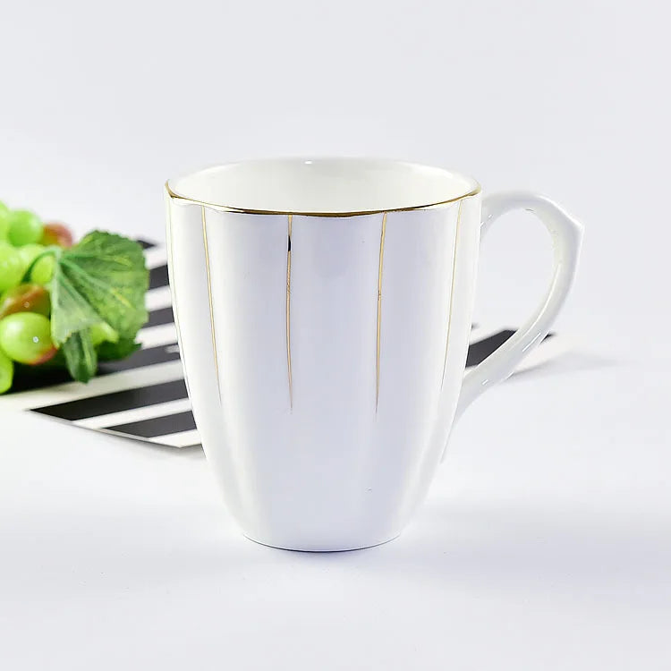 300ml Bone Ceramic Phnom Penh Silver Border Mug China Relief Moonlight Cup Office Gift Coffee Milk Tea Cup With Handle