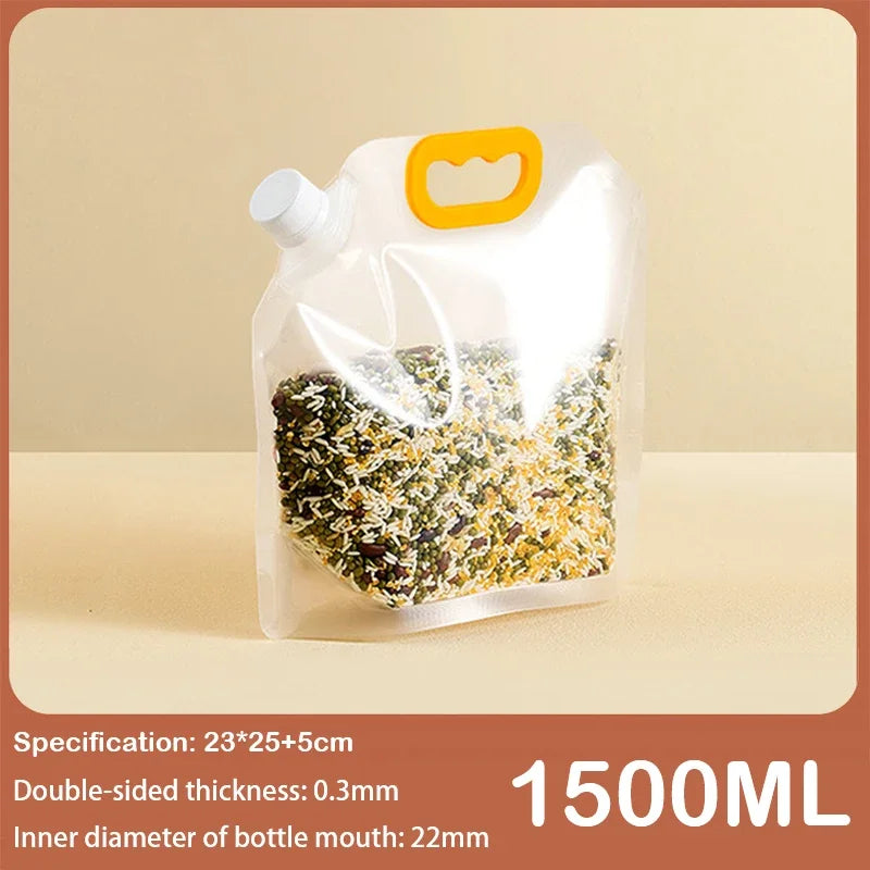 5pcs Grains Sealed Bag Kitchen Insect Proof Moisture Proof Fresh Keeping Storage Bag Recyclable  Transparent Grain Storage Bags