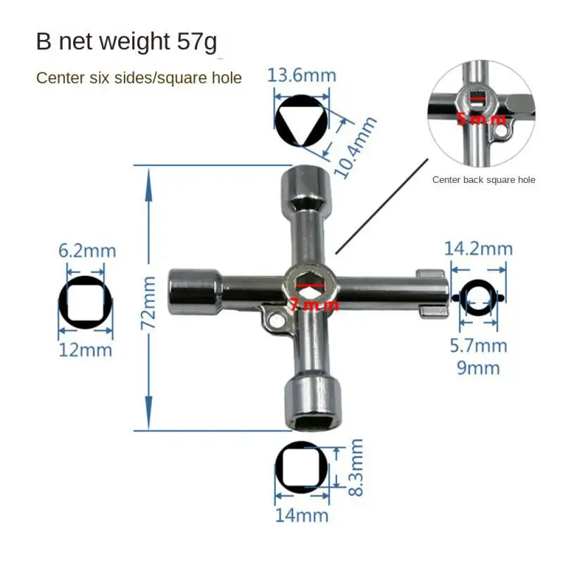 Aleekit 4 Way Universal Cross Triangle Wrench KEY Multifunction Cross Wrench High Quality Multifunction Repair Tools Hand Tools