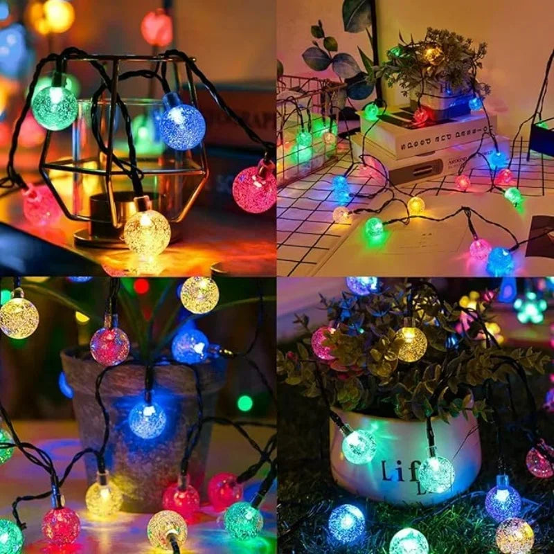 Solar Bubble Ball Light String Lights Outdoor Crystal Globe LED Fairy Lights Garden Party Easter Christmas Wedding Decorations
