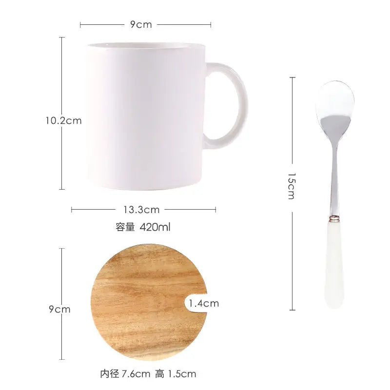 400/420/450/520ml European Ceramic Black Matte Large Capacity Mug High End Creative Simple Matte Coffee Cup with Spoon Water Cup