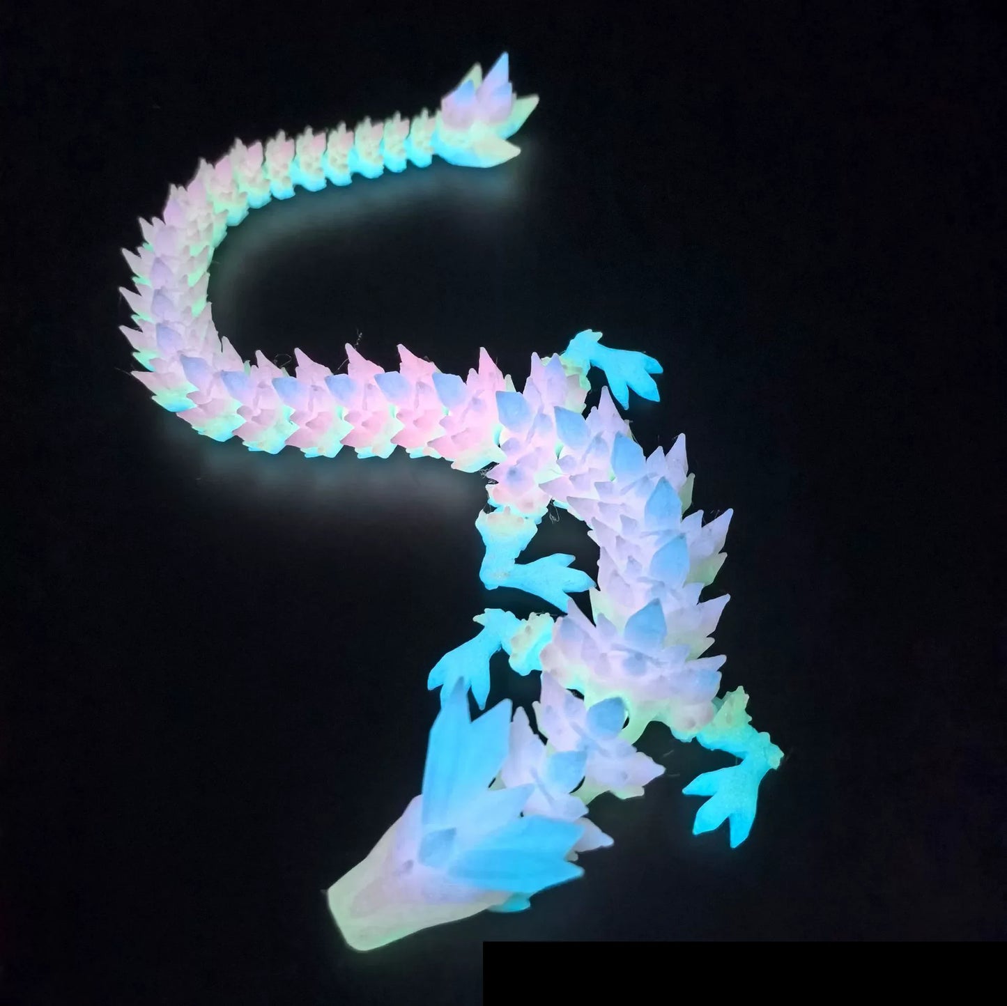 3D Printed Gem Dragon Glow in The Dark Rotatable Articulated Dragons Crystal Figures Action Toy Desktop Ornament Birthday Gifts