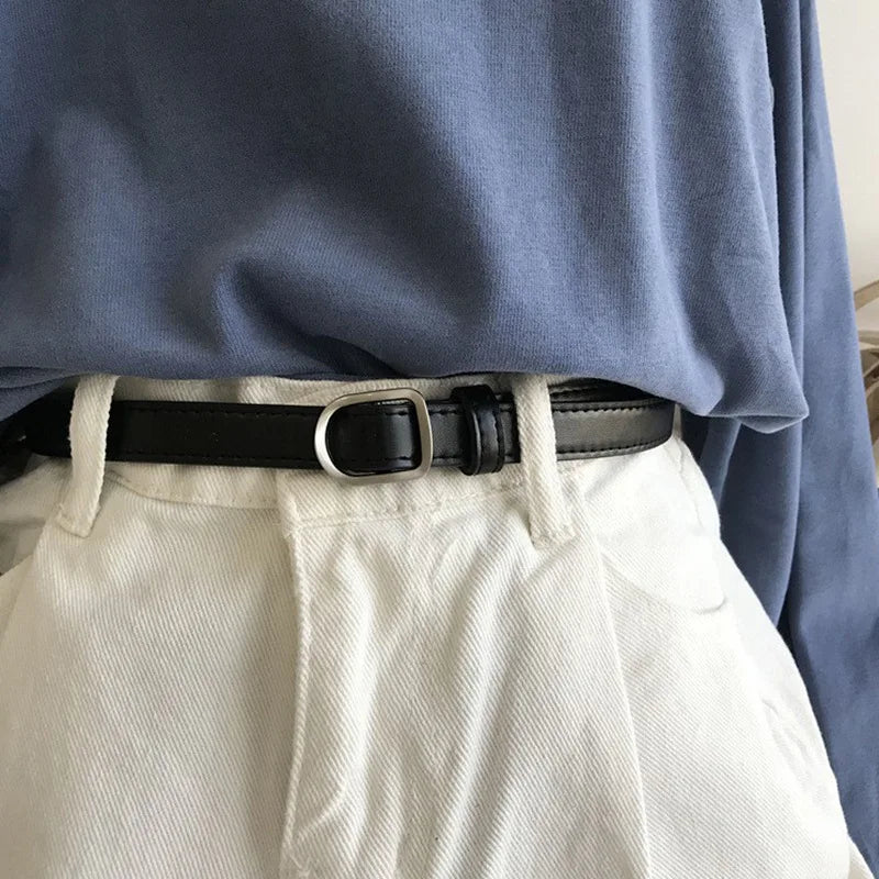 Lazy Belt Casual Simple Perforated Women'S Belt Paired With Jeans Men'S Belt Pu Leather Belt