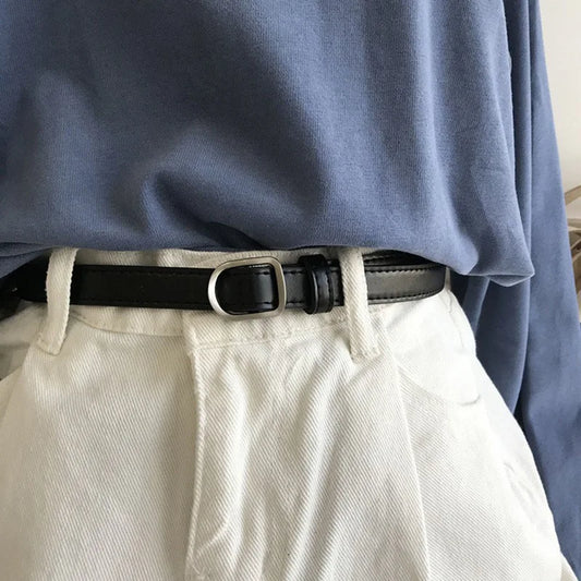 Lazy Belt Casual Simple Perforated Women'S Belt Paired With Jeans Men'S Belt Pu Leather Belt