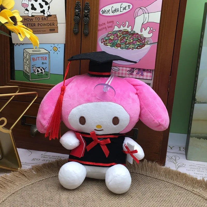 25cm Graduation Plush Toy Stitch Original Figures Stuffed Toys Sanrio Kuromi Hello Kitty Sofa Large Plush Doll Kids Xmas Gifts
