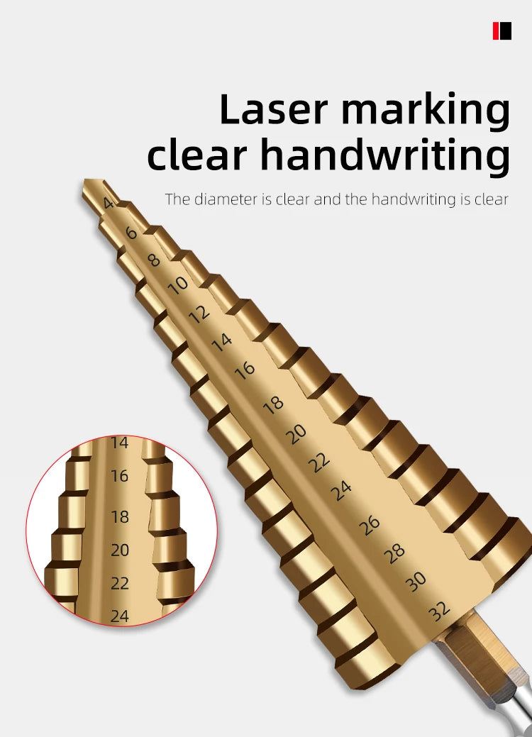 HSS Straight Fluted Pagoda Step Drill 3Pcs  5Pcs 6Pcs Cloth Bag Hex Shank Reamer Bit Set Titanium Coated Wood Metal Hole