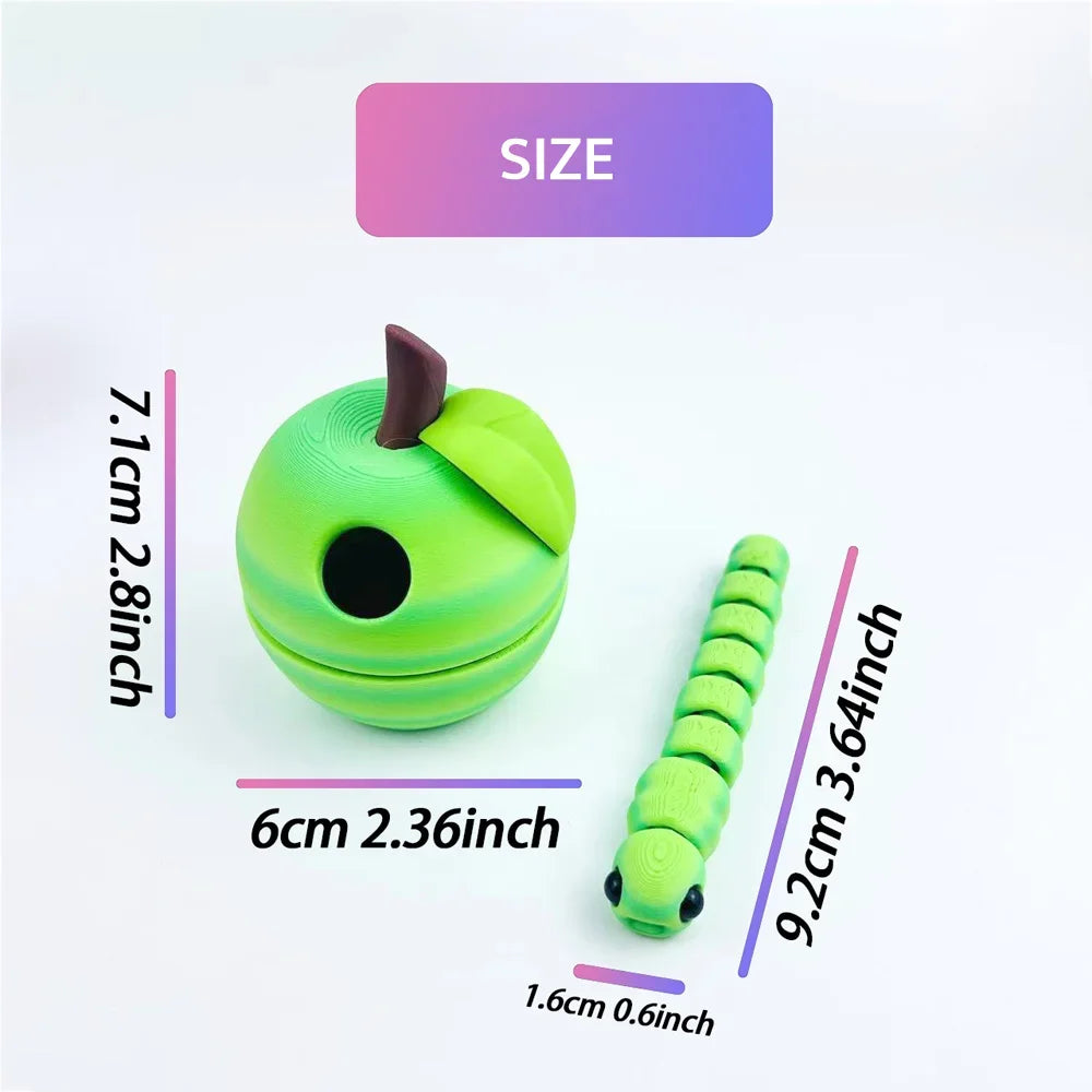 3D Printed Apple Bug Creative Children's Toy Full Body Joints Movable Multi-color Model Figure Home Ornament Birthday Gift
