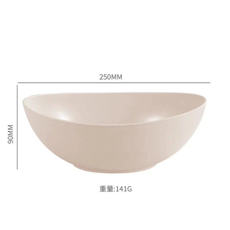 Eco-Friendly Wheat Straw Household Bowl Large Kitchen Fruit Salad Vegetable Dish Creative Microwavable Food Bowl Hot Sale
