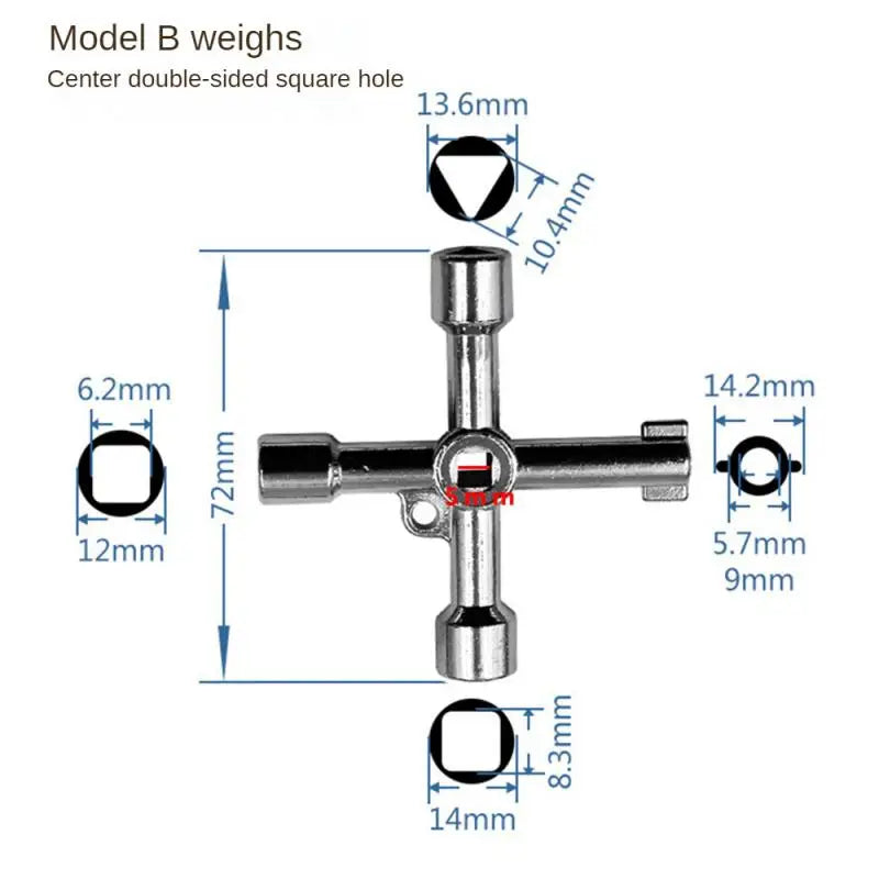 Aleekit 4 Way Universal Cross Triangle Wrench KEY Multifunction Cross Wrench High Quality Multifunction Repair Tools Hand Tools