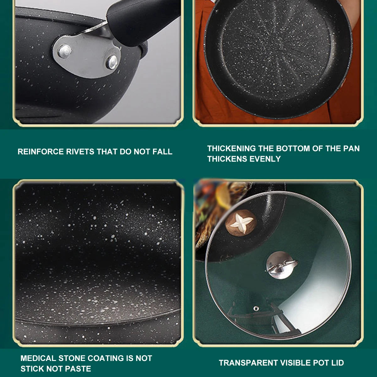1Pc Flat Non-Stick Frying Pan Medical Stone Fried Egg For Household Steak Frying Pan With Less Oil Smoke Induction Cooker