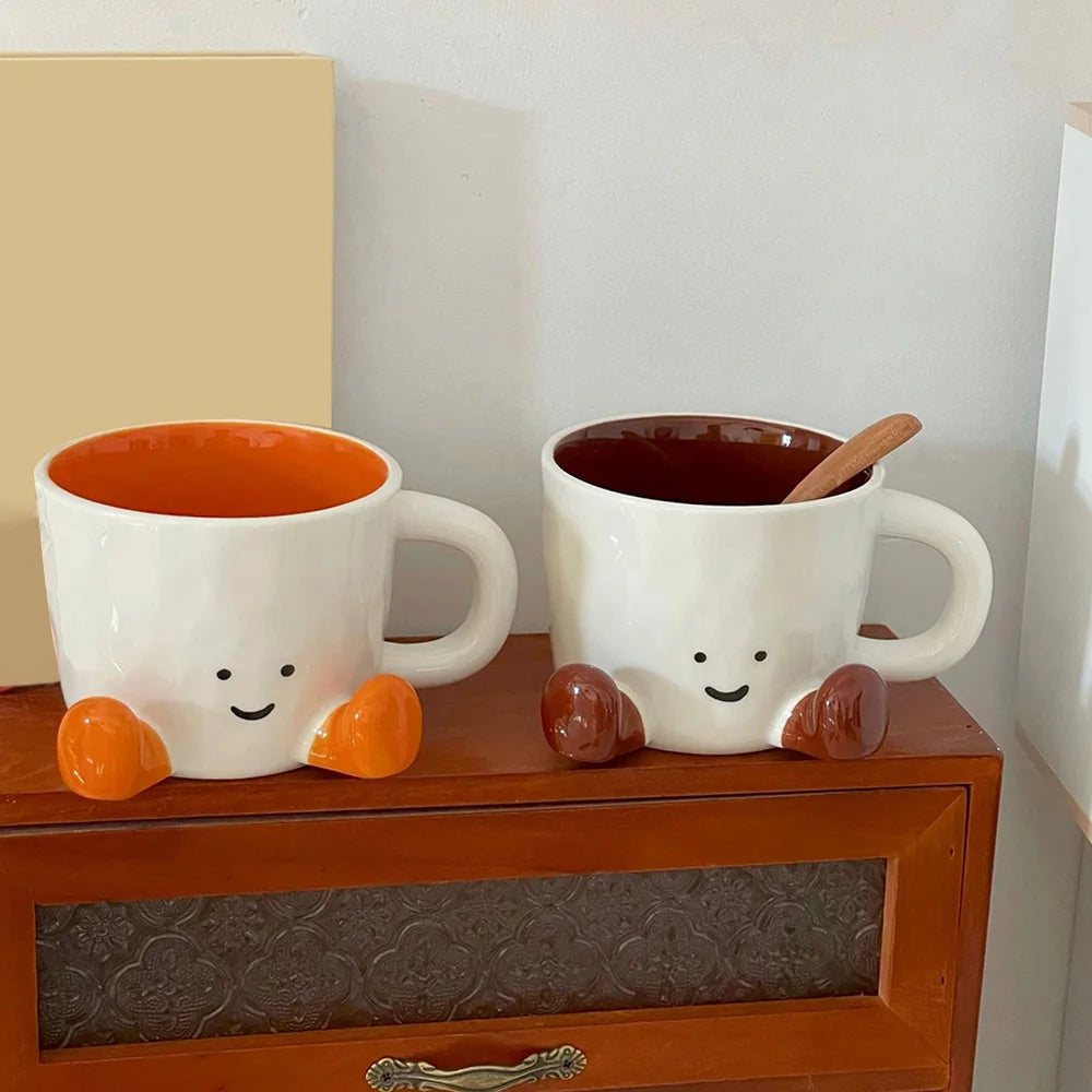 Kawaii Hand Pinch Feet Ceramic Coffee Cup Household High Appearance Level Water Cup Milk Mug Dormitory Home Gifts Mark Cup