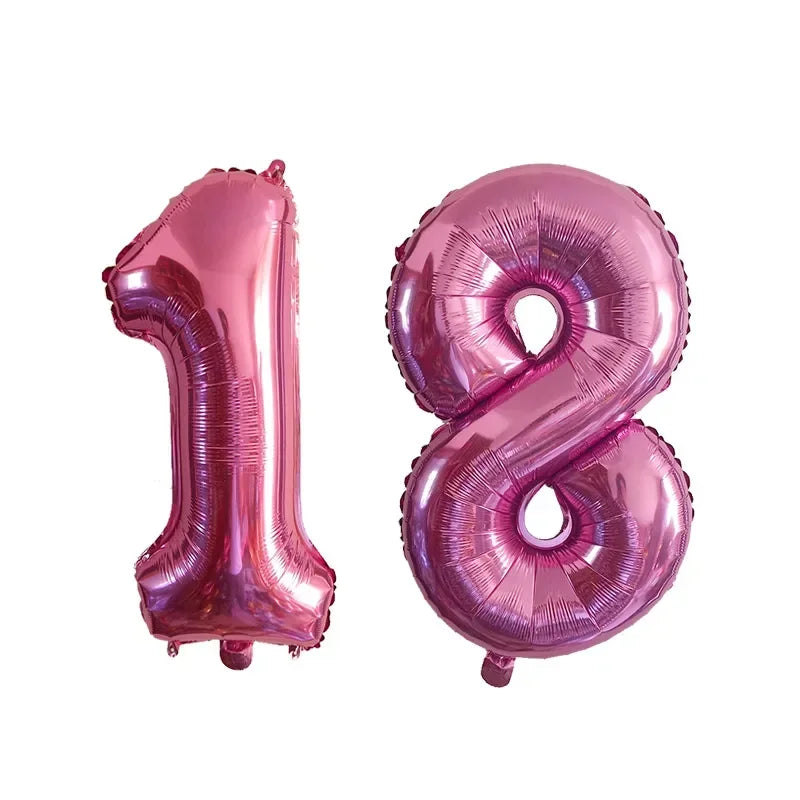 2Pcs 32 Inch Gold Silver Black Blue Red Helium Foil Number Balloon 10 11 12 13 14 15 Happy Birthday Party Decoration Supplies