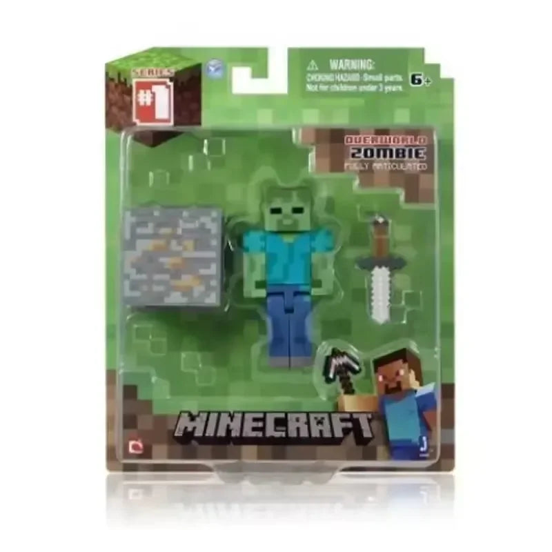 New Minecrafts Steve Alex Zombie Villager Action Figures Model Anime MC Game Puzzle Assembled Toy Doll Mini Weapon Kids Gifts