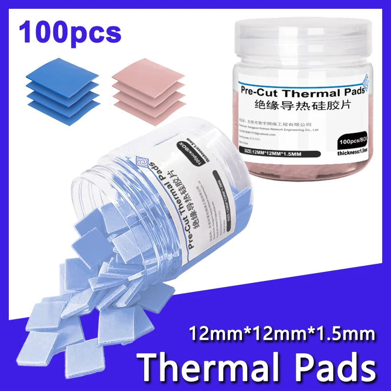 100PCS Thermal Pads Insulating Silicone Sheet High Temperature Resistance Motherboard CPU IC GPU PS5 PS4 Repair Pre-cutting Mat