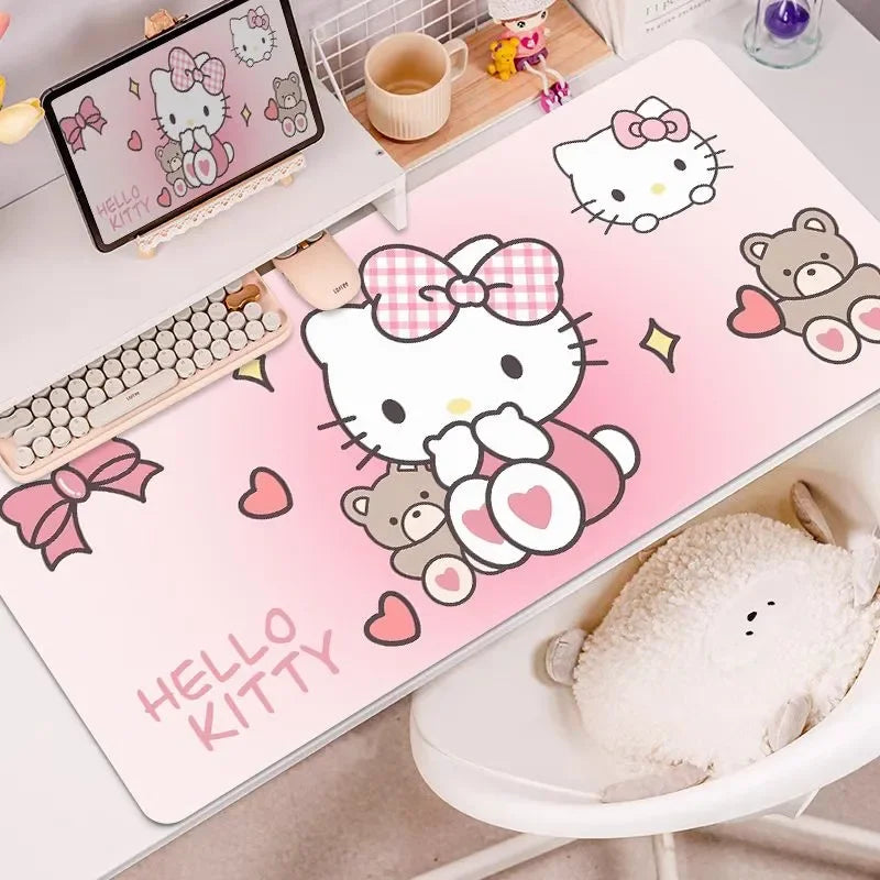 Sanrio Hello Kitty Kawaii Pink Mouse Pad XXL Large Computer Desk Pad Cartoon Cute Keyboard Pad Kitty High Beauty Washable Pad