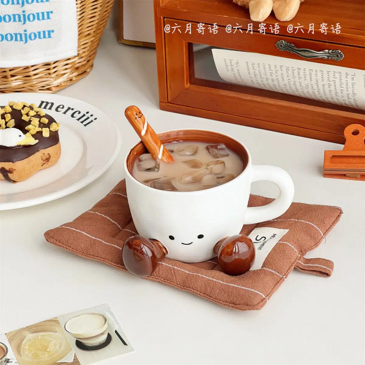 Hand Pinch Feet Ceramic Coffee Cup，Kawaii Household High Appearance Level Water Cup Milk Mug Dormitory Home Gifts Mark Cup