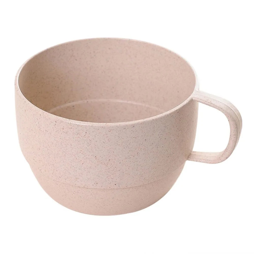 1 pcs Wide Mouth Reusable Kitchen Supplies with Handle Eco-friendly Drinking Cup Wheat Straw Cup Drinkware Coffee Mug