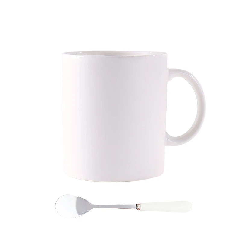 400/420/450/520ml European Ceramic Black Matte Large Capacity Mug High End Creative Simple Matte Coffee Cup with Spoon Water Cup