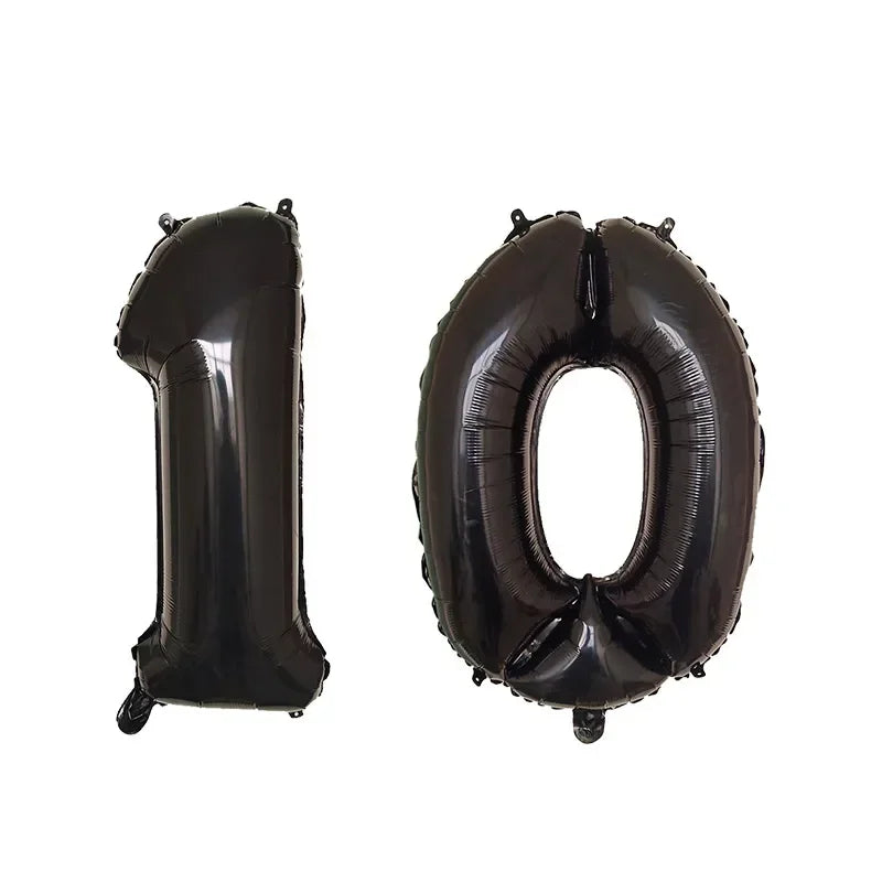 2Pcs 32 Inch Gold Silver Black Blue Red Helium Foil Number Balloon 10 11 12 13 14 15 Happy Birthday Party Decoration Supplies