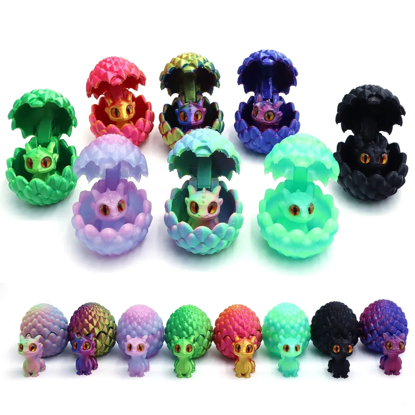 Mini 3D Printed Dragon with Eggs Eyes for Home Decor Little Dragon Egg Kids Toy Gift Figure Accessories Decoration Статуэтки