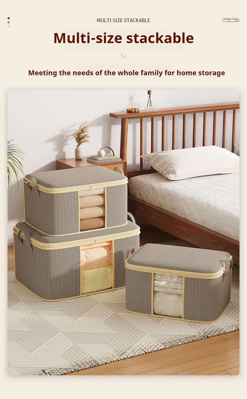 Closet Dustproof Organizer Visible Storage Bag Foldable Storage Box Quilt Container Moisture-proof Clothes Moving Bag