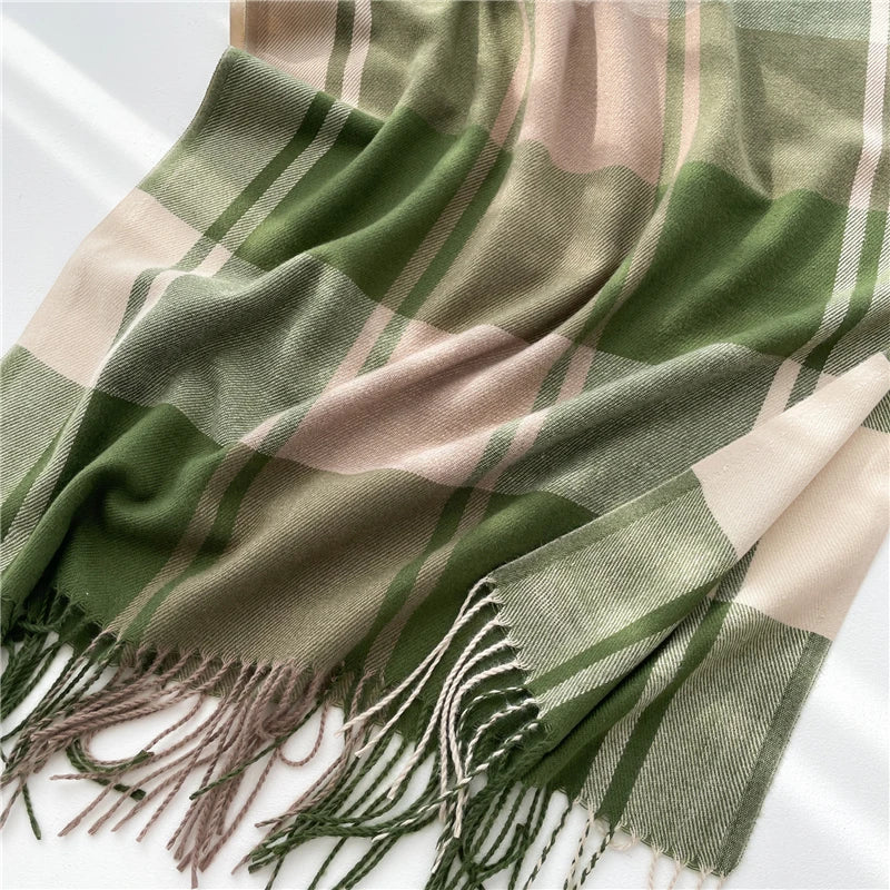 Warm Cashmere Blanket Women Travel Winter Scarf Fashion Plaid Pashmina Thick Shawl Wraps With Tassel Casual Bufanda Poncho New