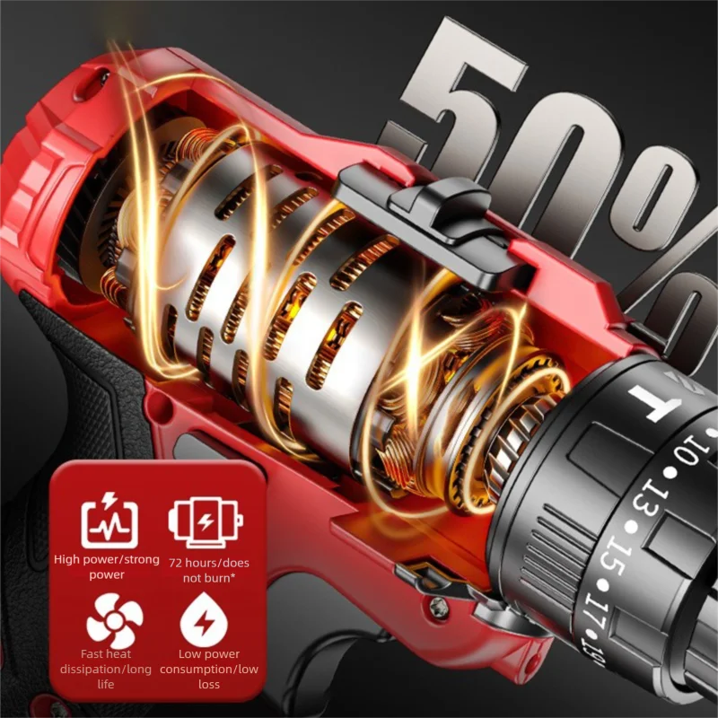 Multi functional 21V Electric Drill Handheld Dual Speed Impact Lithium Drill Cordless Screwdriver Small Electric Power Tools