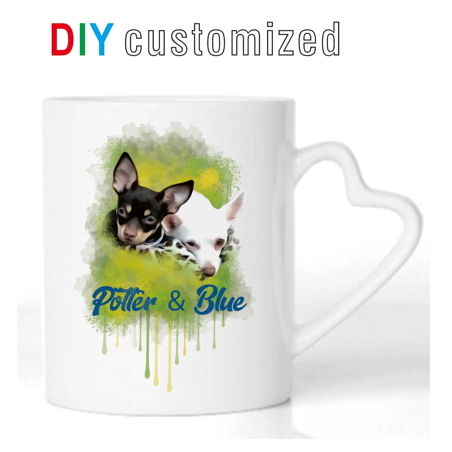 DIY Customized 350ML 12oz Ceramic Mug Heart Handle Type Personalized Print Picture Photo LOGO Text