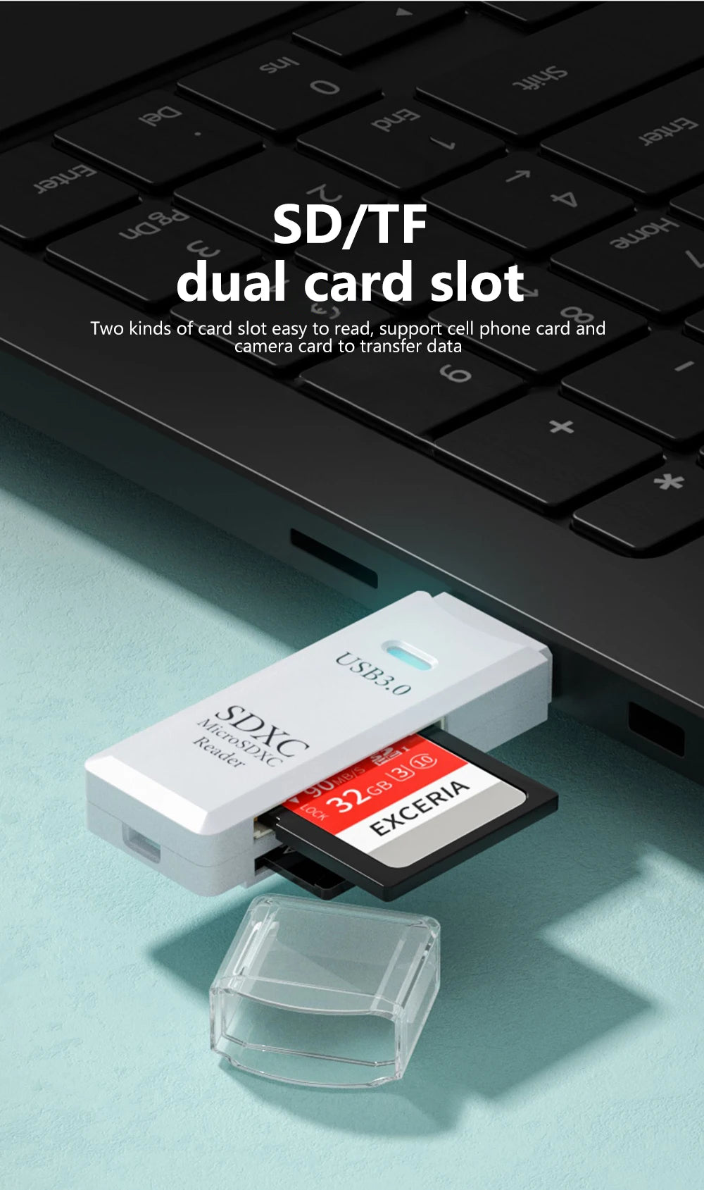elough 2 in 1 TF SD Card Reader USB 3.0 USB 2.0 Memory Card Adapter Smart Cardreader Convertor for PC Laptop Accessories