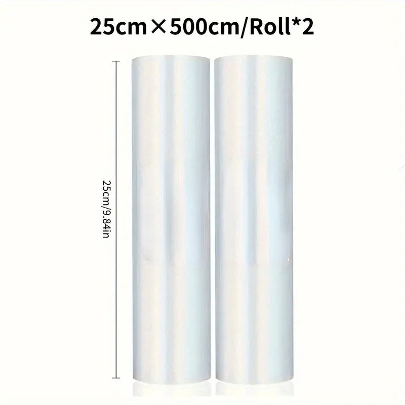 Two rolls of vacuum sealer bags for food preservers BPA-free, perfect for vacuum storage of household kitchen items
