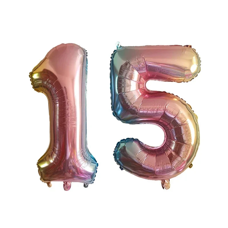 2Pcs 32 Inch Gold Silver Black Blue Red Helium Foil Number Balloon 10 11 12 13 14 15 Happy Birthday Party Decoration Supplies