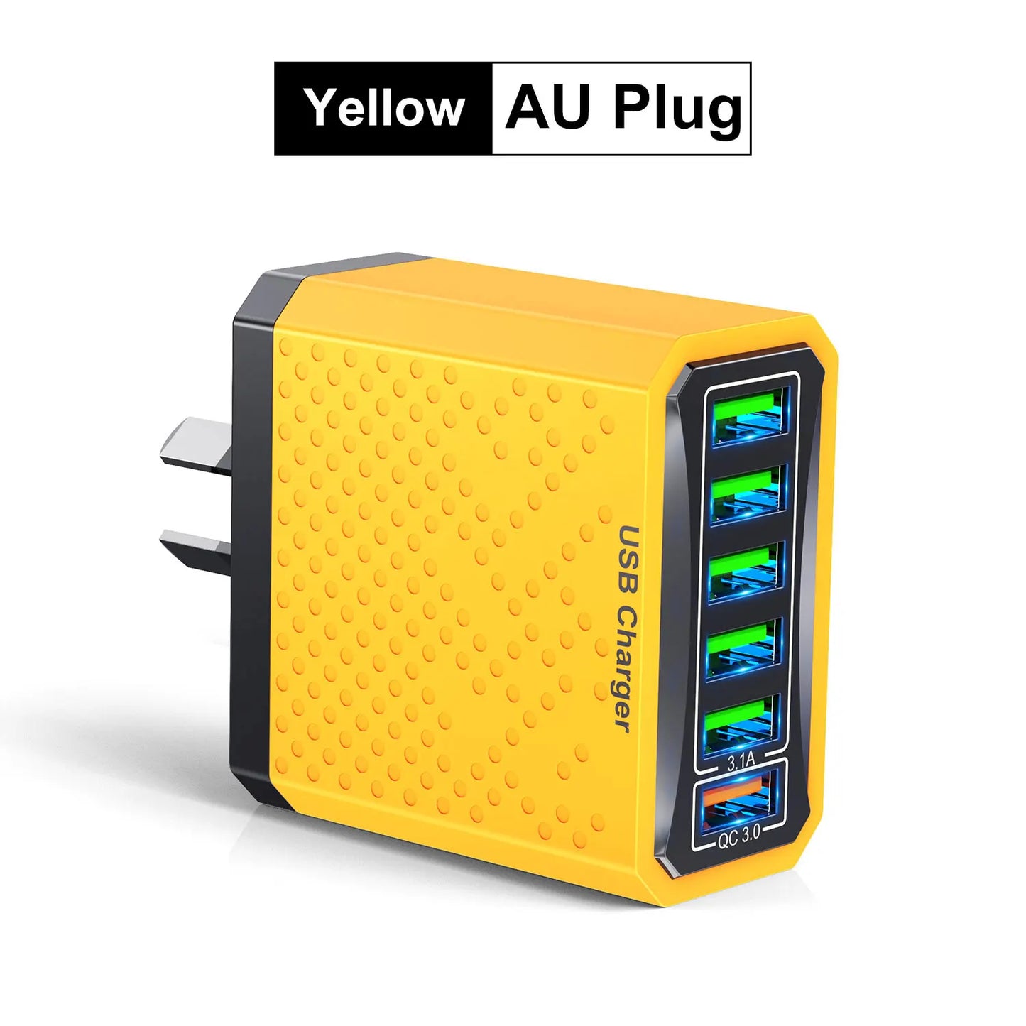 AU Plug Fast Charger 6 IN 1 6 Ports Multii Charger USB Fast Charging Charger 3.1A QC3.0 Quick Charger Adaper Australian Charger