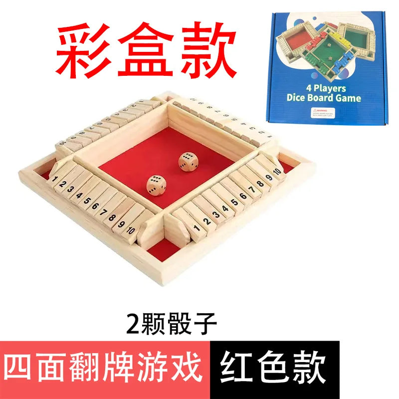Wooden Dice Board Game Shut The Box for 4-6 Players Flaps & Dices Game Parent-children Interaction Family Entertainment   Party