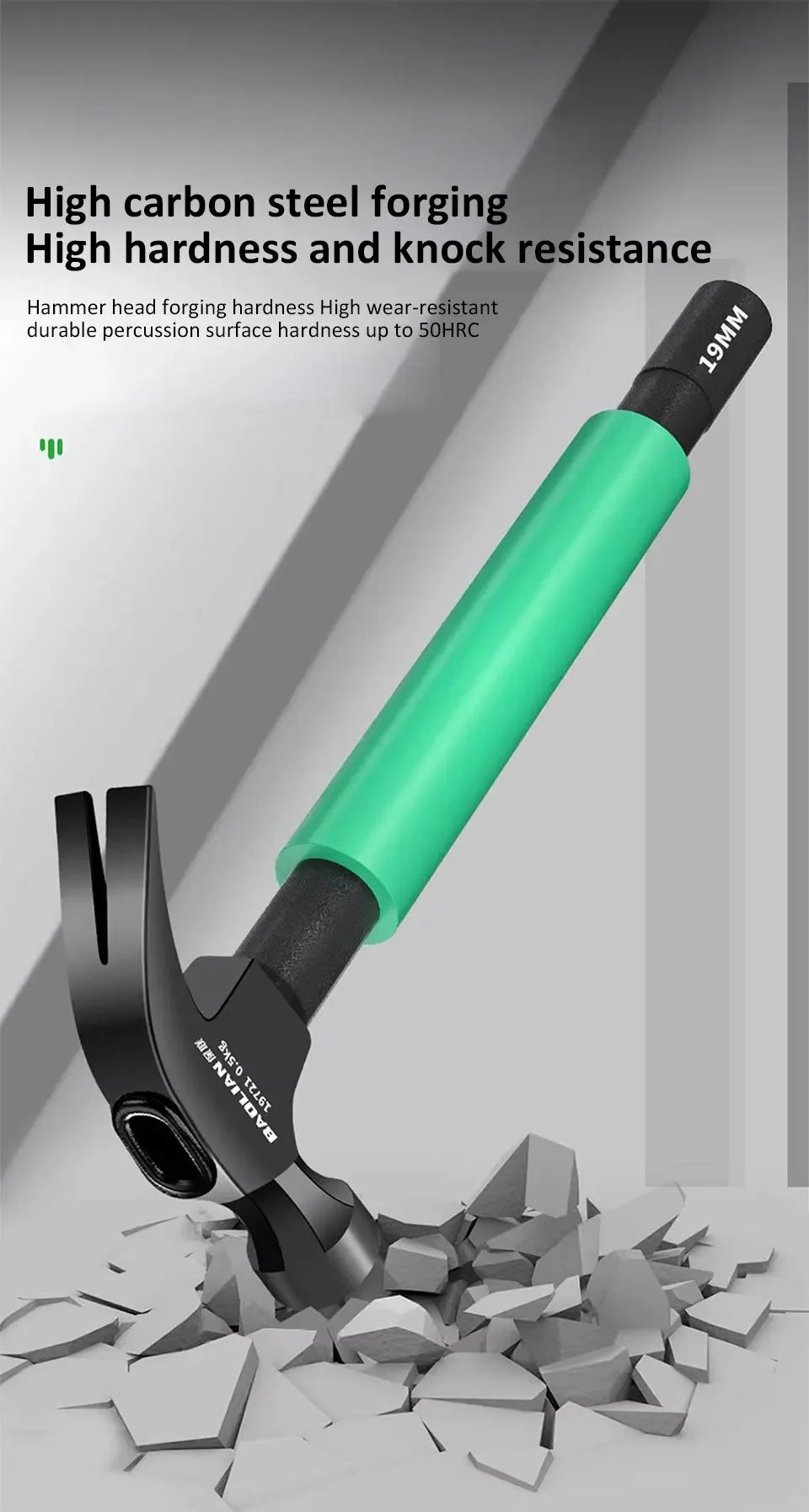 Multifunction High CarbonSteel Claw Hammer with 14/17/19mm Socket Wrench Reduction Handle Maintenance Installation Hand Tool