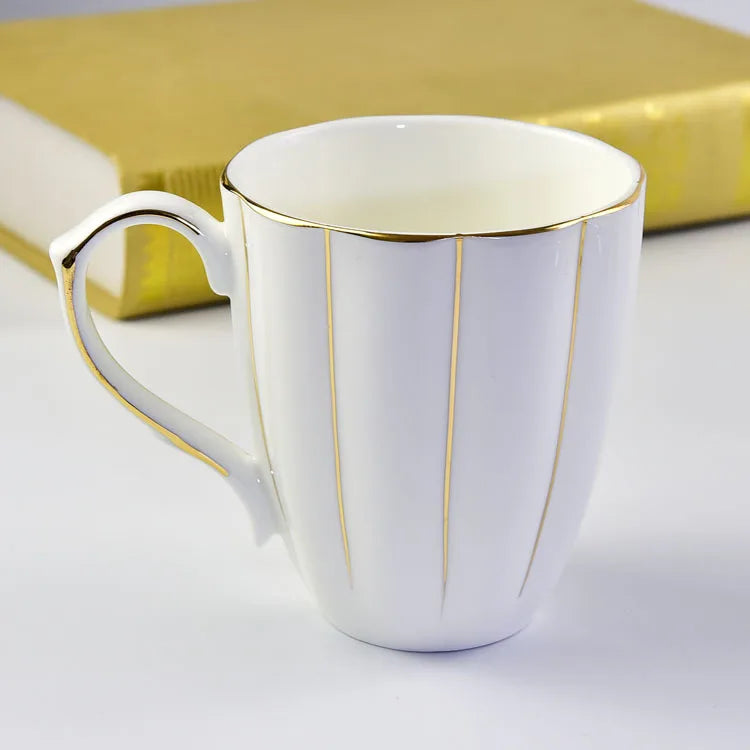 300ml Bone Ceramic Phnom Penh Silver Border Mug China Relief Moonlight Cup Office Gift Coffee Milk Tea Cup With Handle