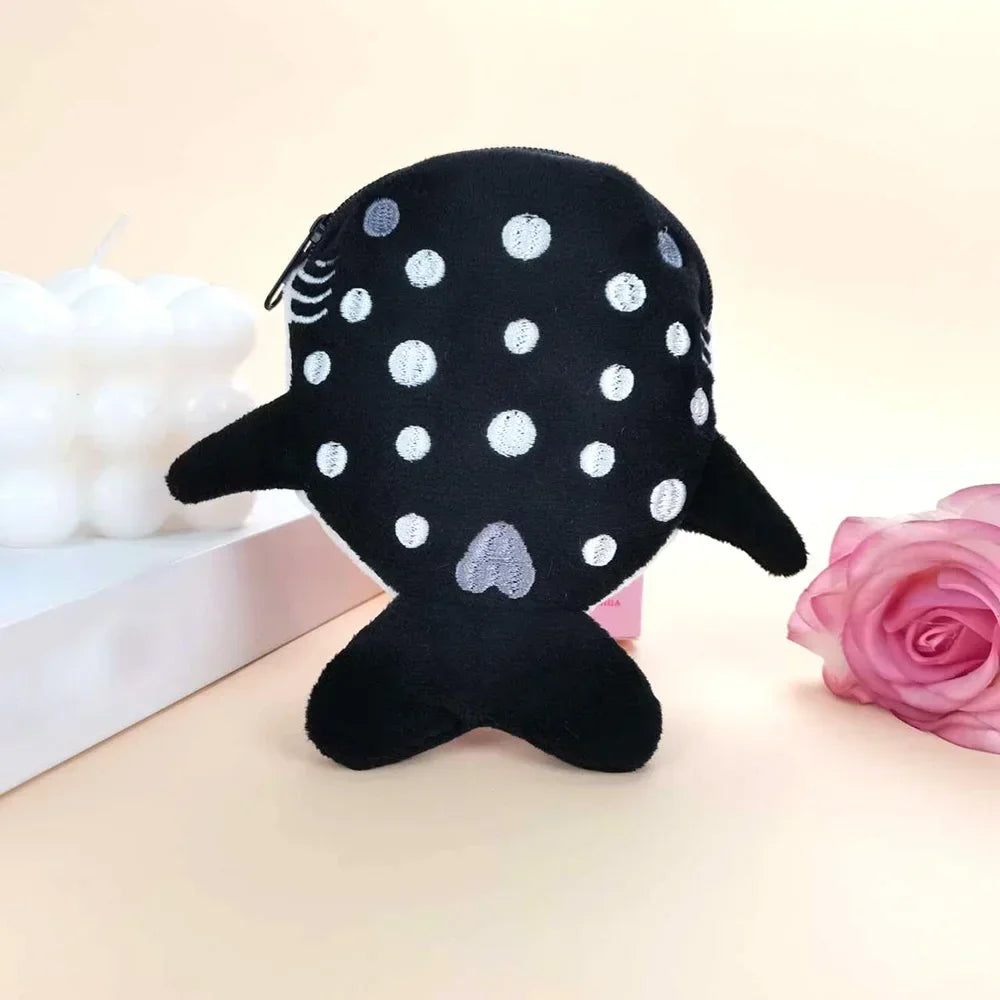 Fashion Cute Blue Shark Mini Whales Coin Purse Plush Zipper Coin Wallet Designer Women's Small Change Bag Key Earphone Pouch