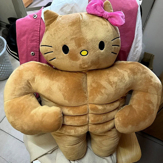Sanrio Kawaii Hello Kitty Muscle Plush Funny Chest Muscle Abdominal Boyfriend Pillow Pom Pom Purin Doll Plush Christmas Gift
